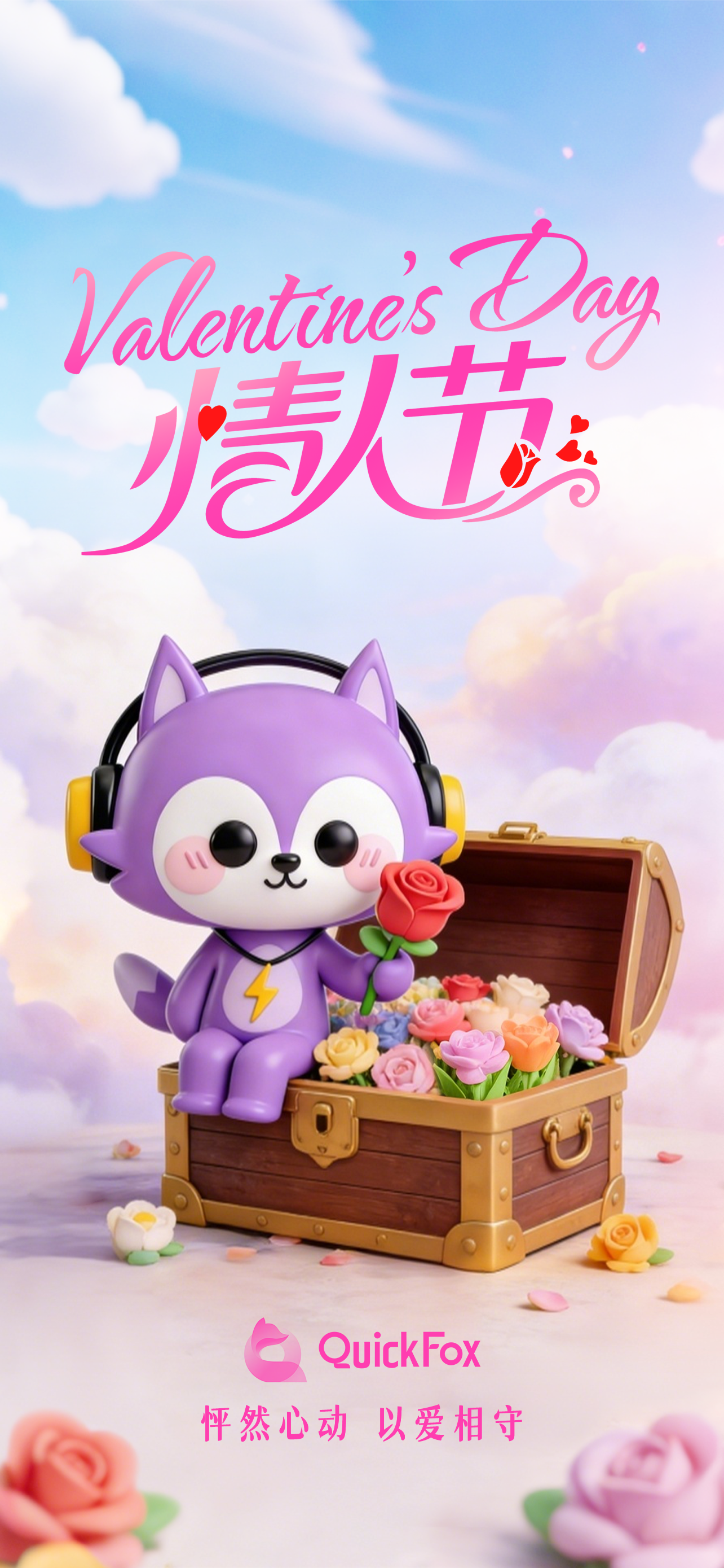 上QuickFox 与你一起度过情人节 助你无忧畅游国内网络 听歌/游戏/综艺/追剧/直播/视频