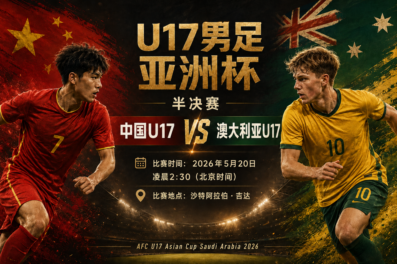 u17中国VS澳大利亚 亚洲杯半决赛