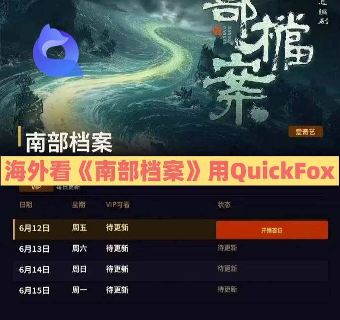 海外用quickfox观看爱奇艺《南部档案》热剧
